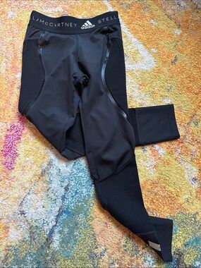Adidas by Stella McCartney Black Mesh-Panel Performance Tights